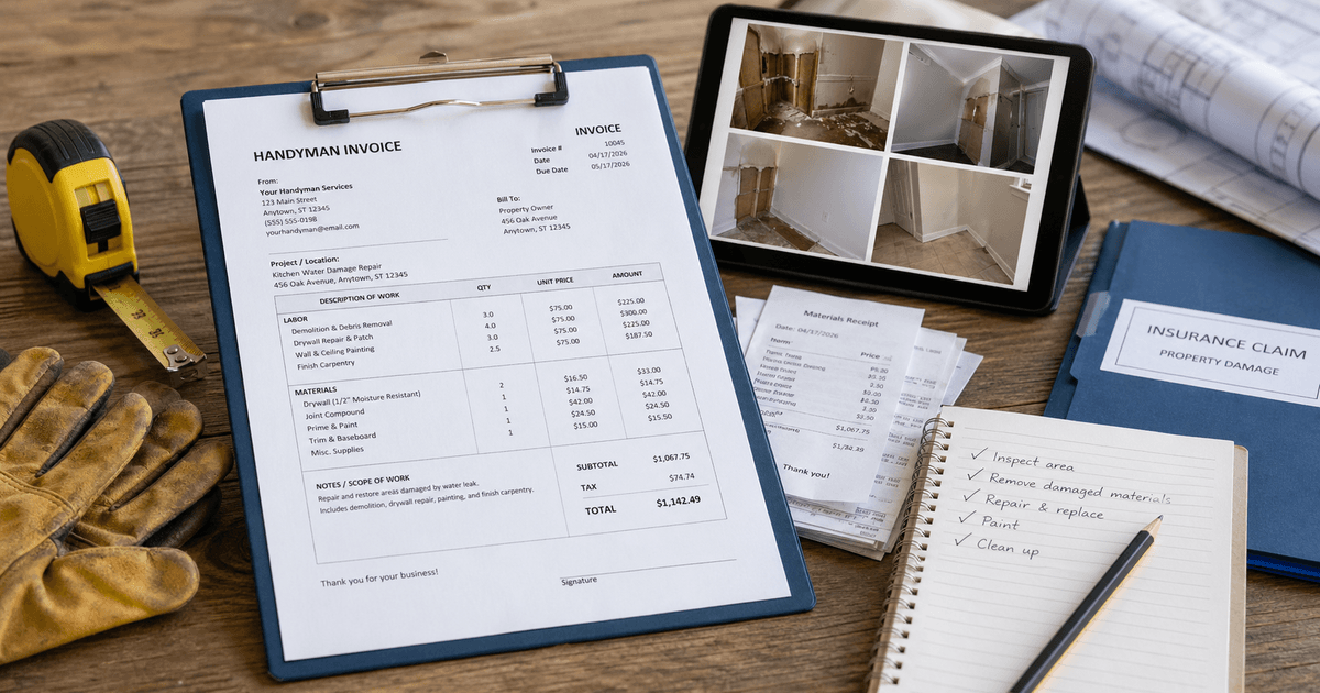 Handyman Invoice for Insurance Claims: What Adjusters Need