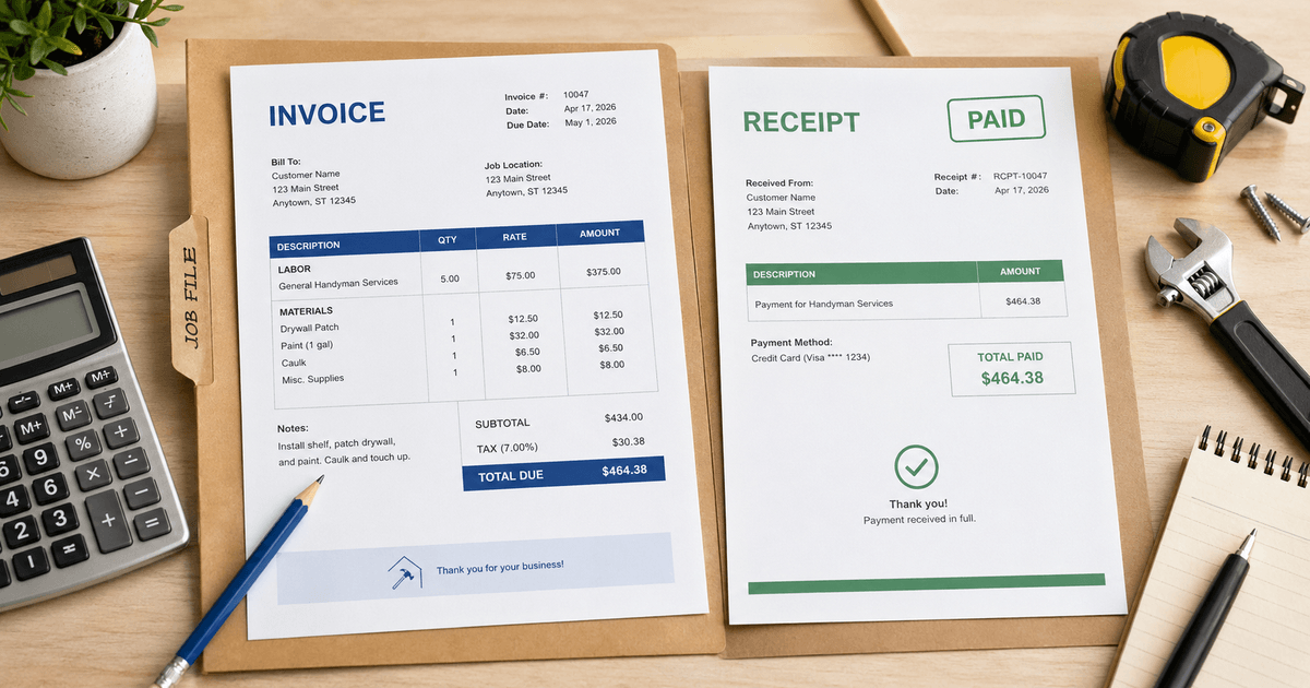 Handyman Invoice vs Receipt: Key Differences Explained