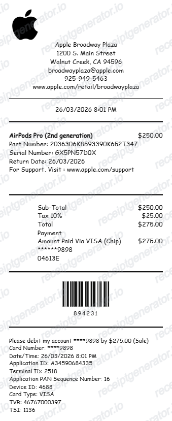 iPhone Receipt Template