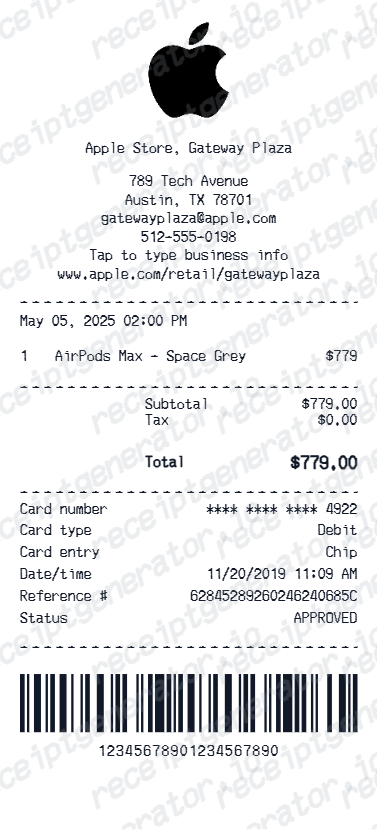 Mac Receipt Template