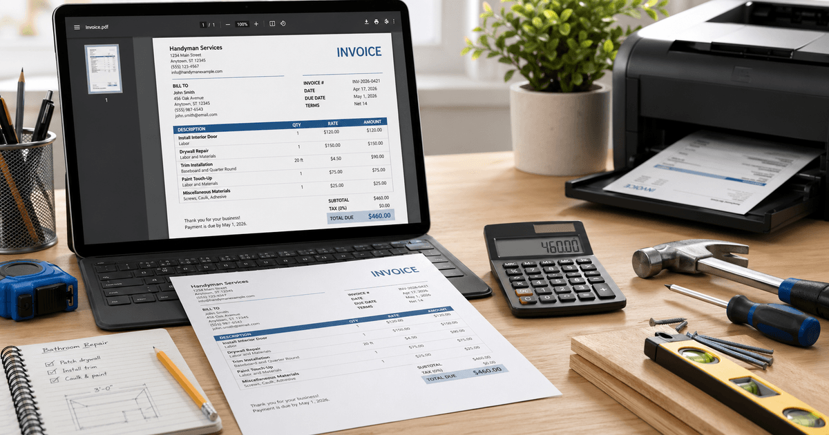 Printable Handyman Invoice PDF