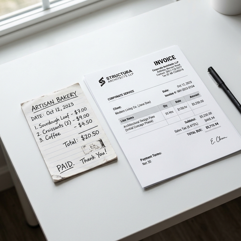 Repair Receipt vs Invoice