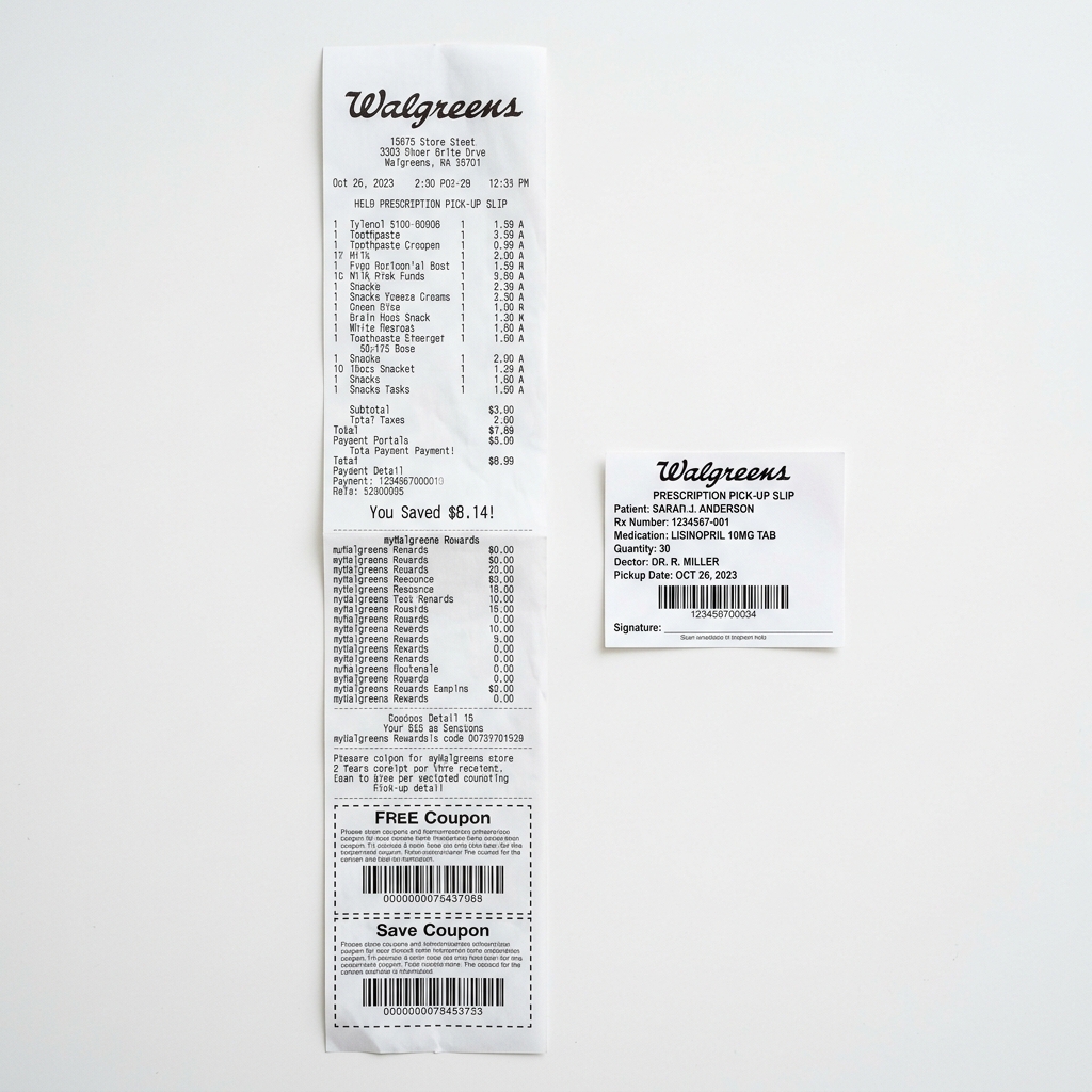 Walgreens Receipt vs Prescription Receipt