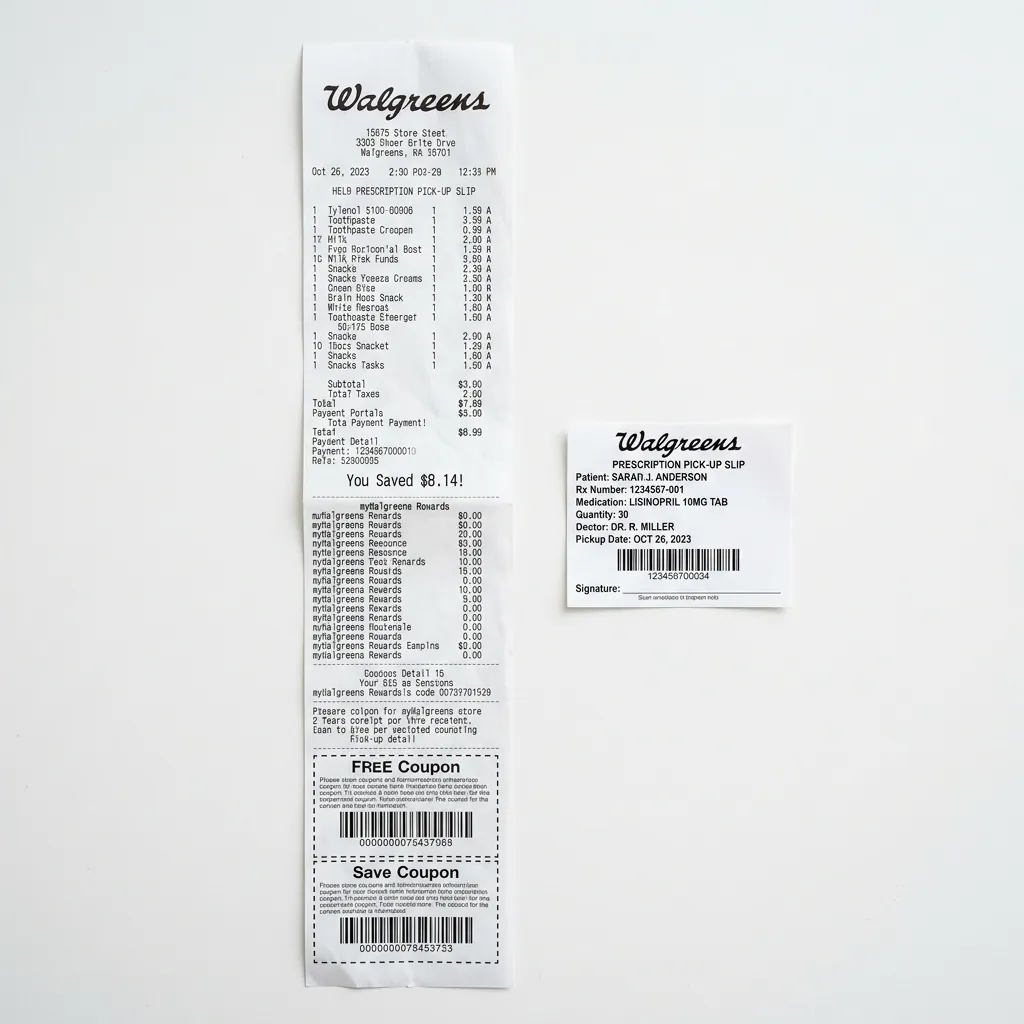 Walgreens Receipt vs Prescription Receipt