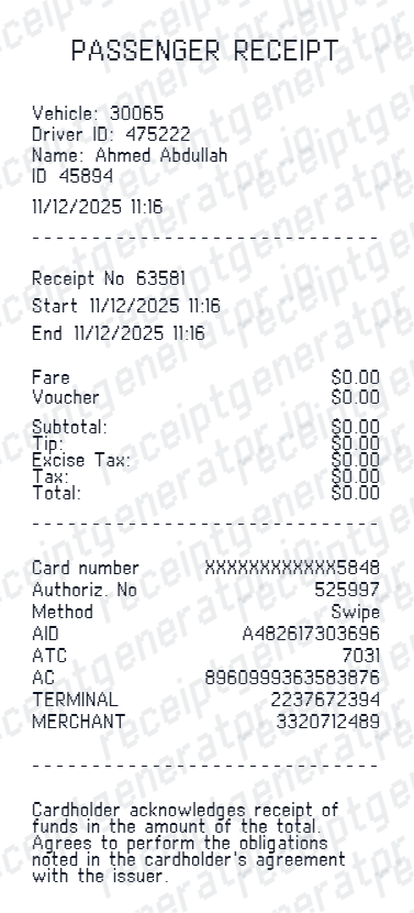 Car Service Receipt - Preview of the template design