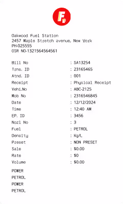 Fuel Receipt