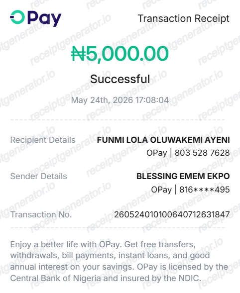 OPay receipt