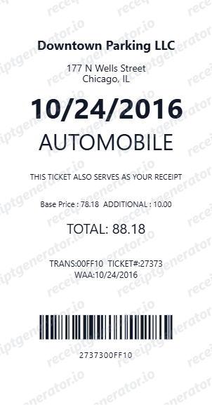 Parking Garage Receipt - Preview of the template design