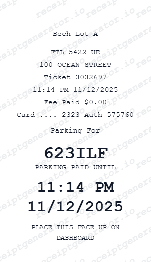 Parking Meter Receipt - Preview of the template design
