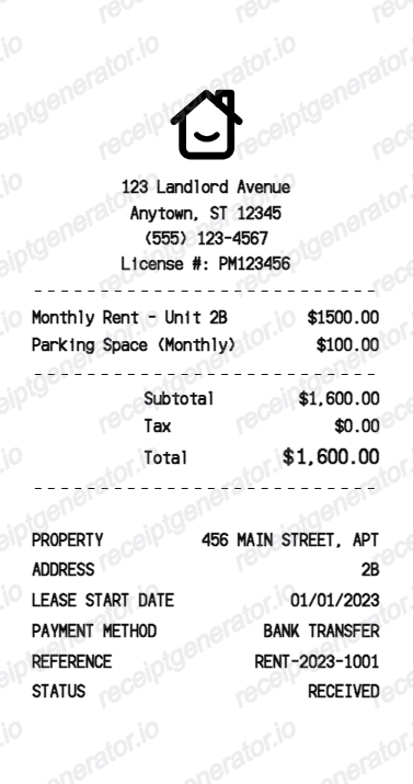 Rent Receipt