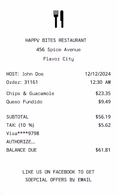 Restaurant Receipt 2