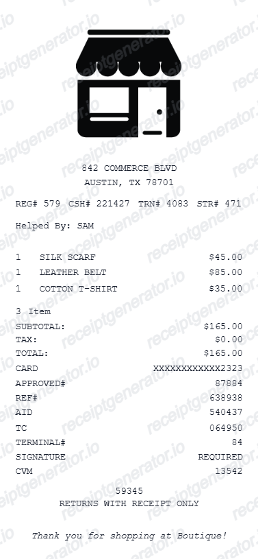 Retail Store Receipt