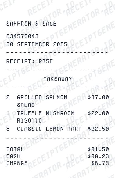Square Style Receipt - Preview of the template design