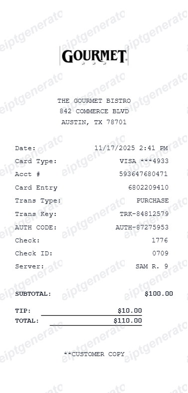 The Gourmet Bistro - Preview of the template design