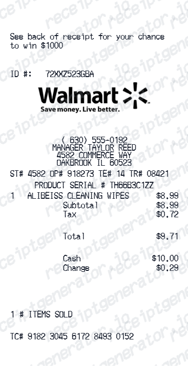 Walmart Receipt V2 - Preview of the template design