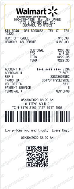 Card & QR receipt design preview